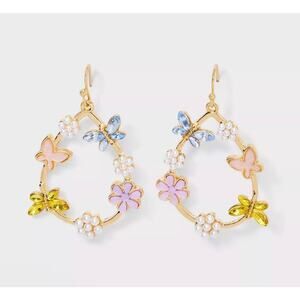 Spring Butterfly & Flower Dangle Earrings Easter Basket Stuffer